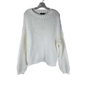 Oversized Boxy Open Knit Cream Sweater by Yida Made in Italy Beach S/M